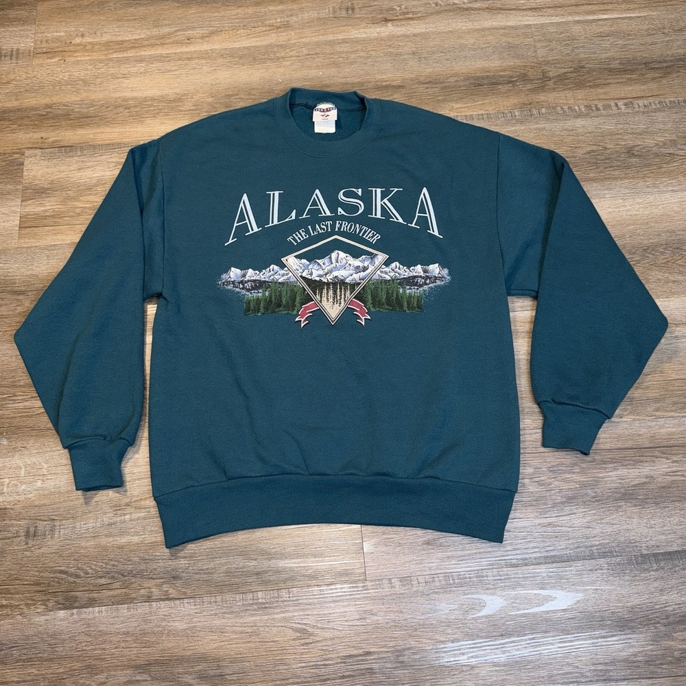 Sweatshirt VTG Jerzees Sweatshirt Unisex Large Alaska The Last Frontier Graphic